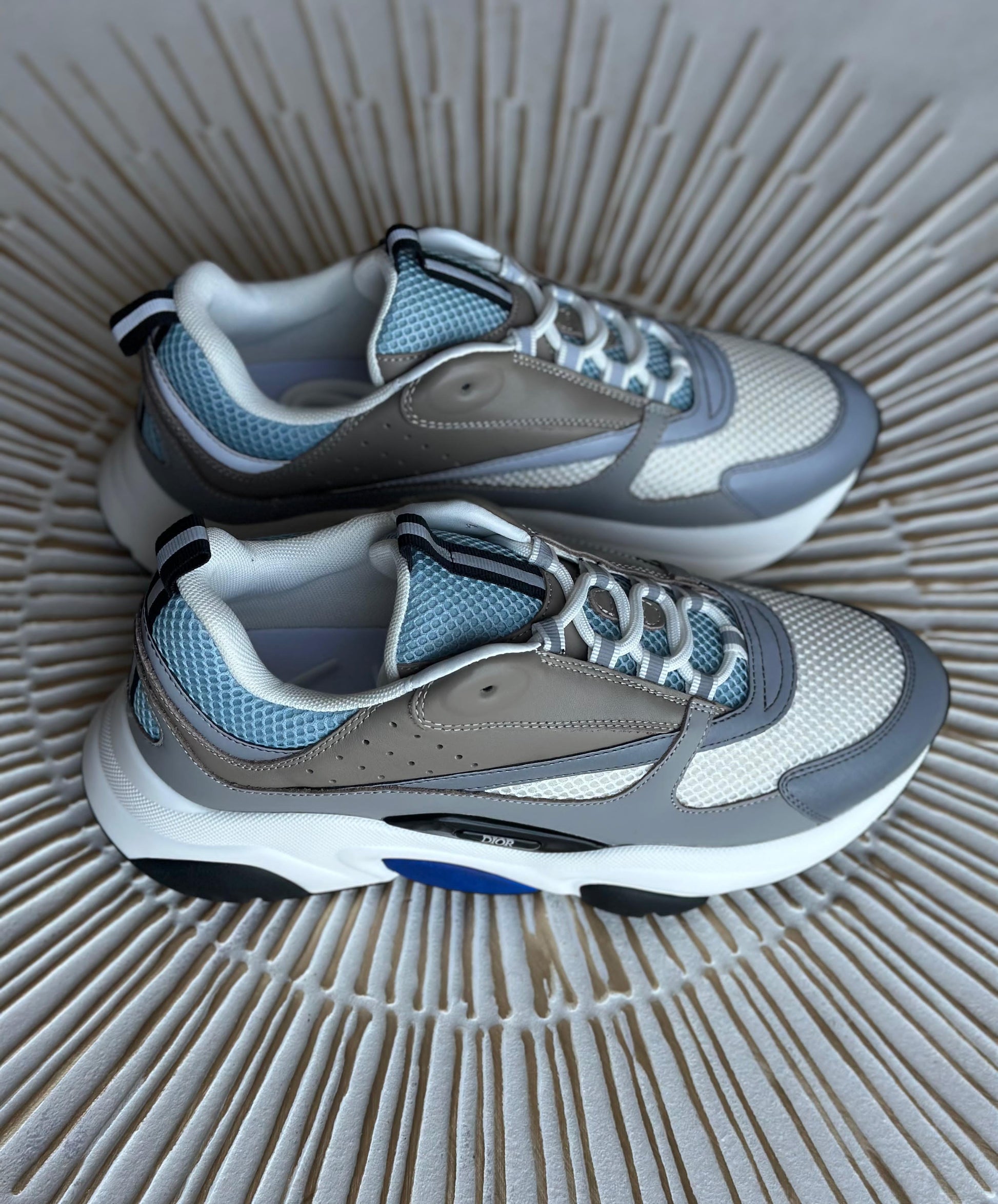 Dior B22 Men’s Mesh Sneakers – Grey & Blue