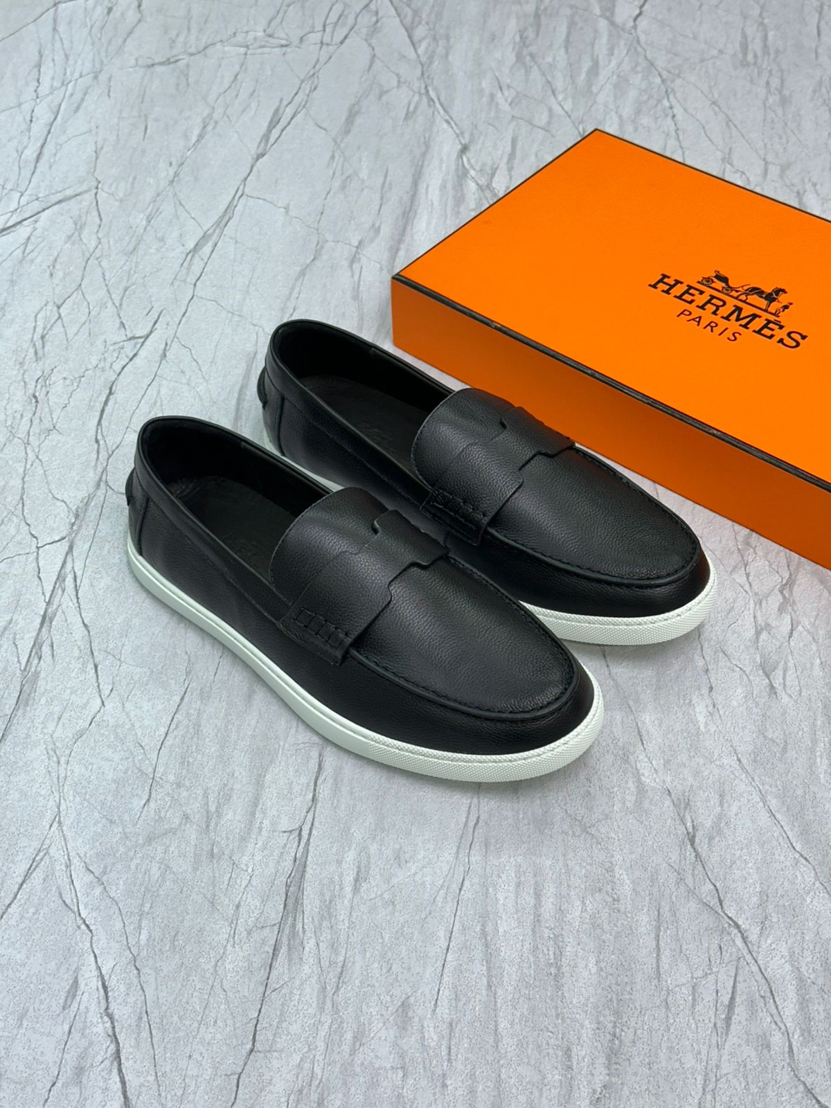 Hermès Job Loafer in Black Suede Goatskin — Iconic H Cut-Out Casual Loafers, Made in Italy