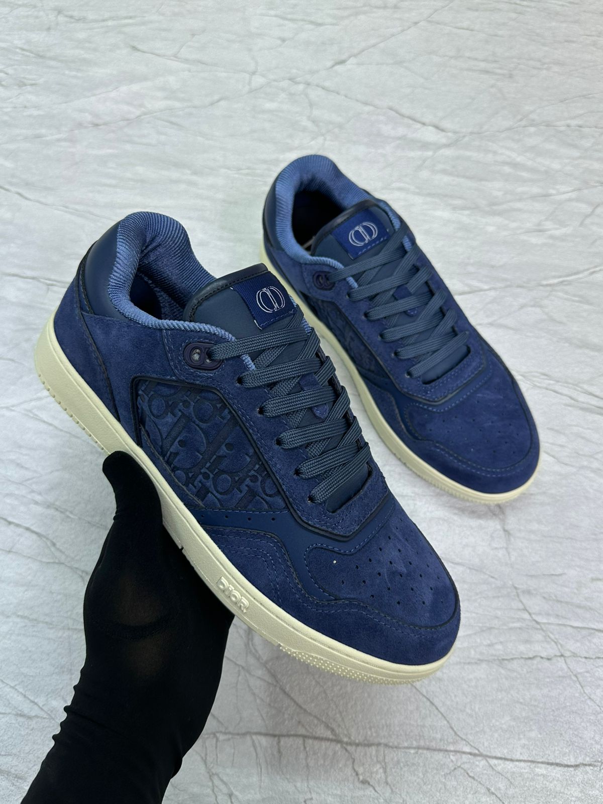 Dior B27 Uptown Low-Top Sneaker – Navy Blue Suede & Dior Gravity Suede (Style 3SN272ZEC_H520)