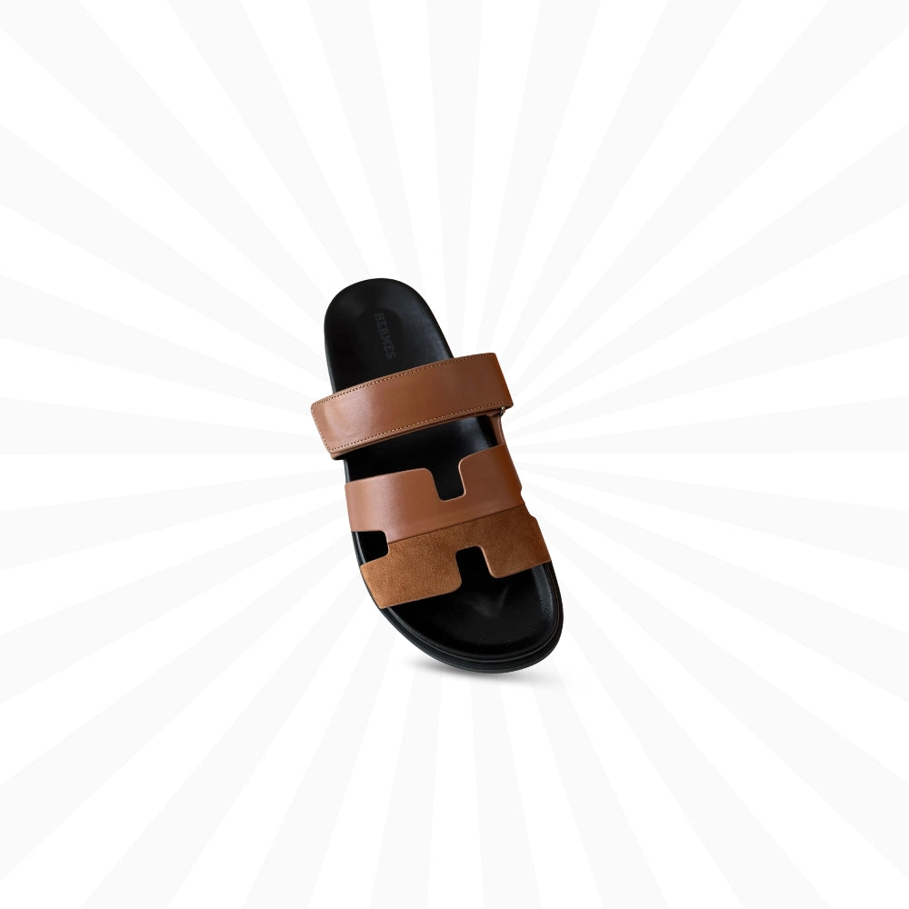 Hermès Chypre Sandal in Brown Suede Goatskin – Slip-On with Adjustable H-Strap