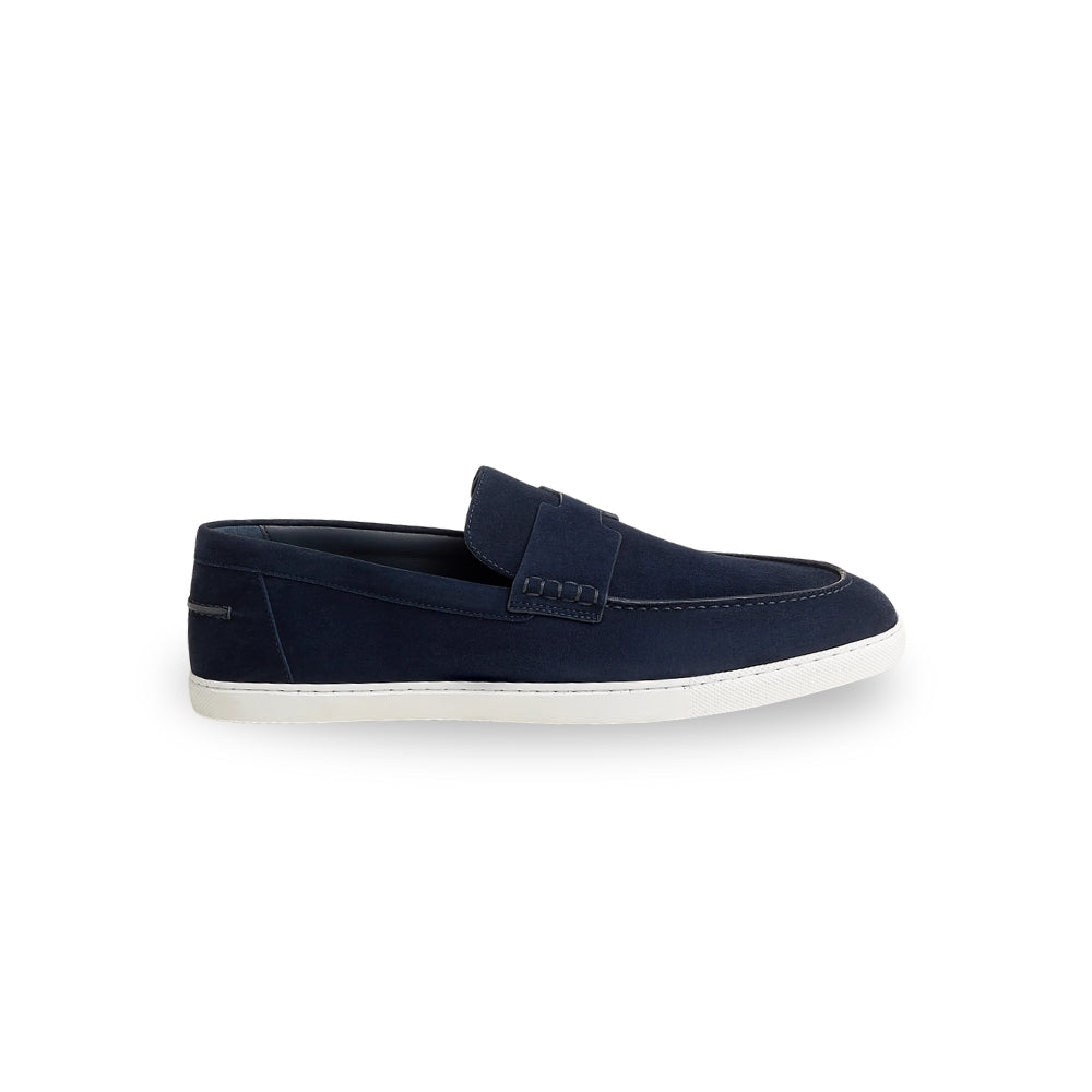 Hermès Job Loafer in Blue Suede Goatskin – Casual Urban Luxury with H Cut-Out Detail