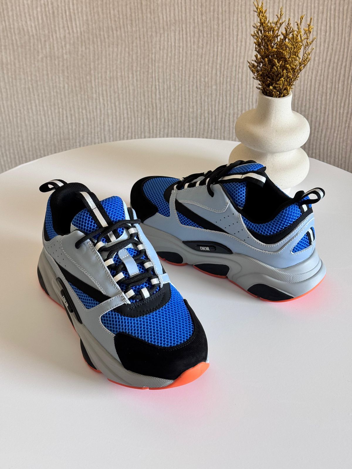 Dior Runners Orange DIOR B22 Runner Grey Orange Blue Mesh Leonardo Fashion