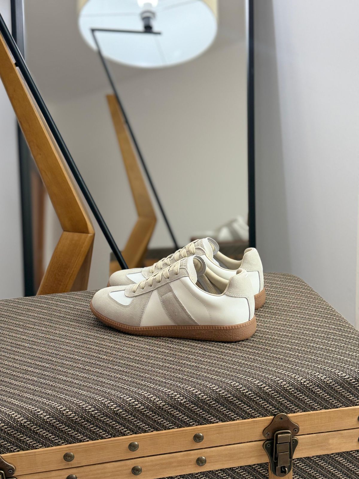 MM6 Maison Margiela Retro GAT-Inspired Sneakers – Black Leather with Beige Sole (Unisex)