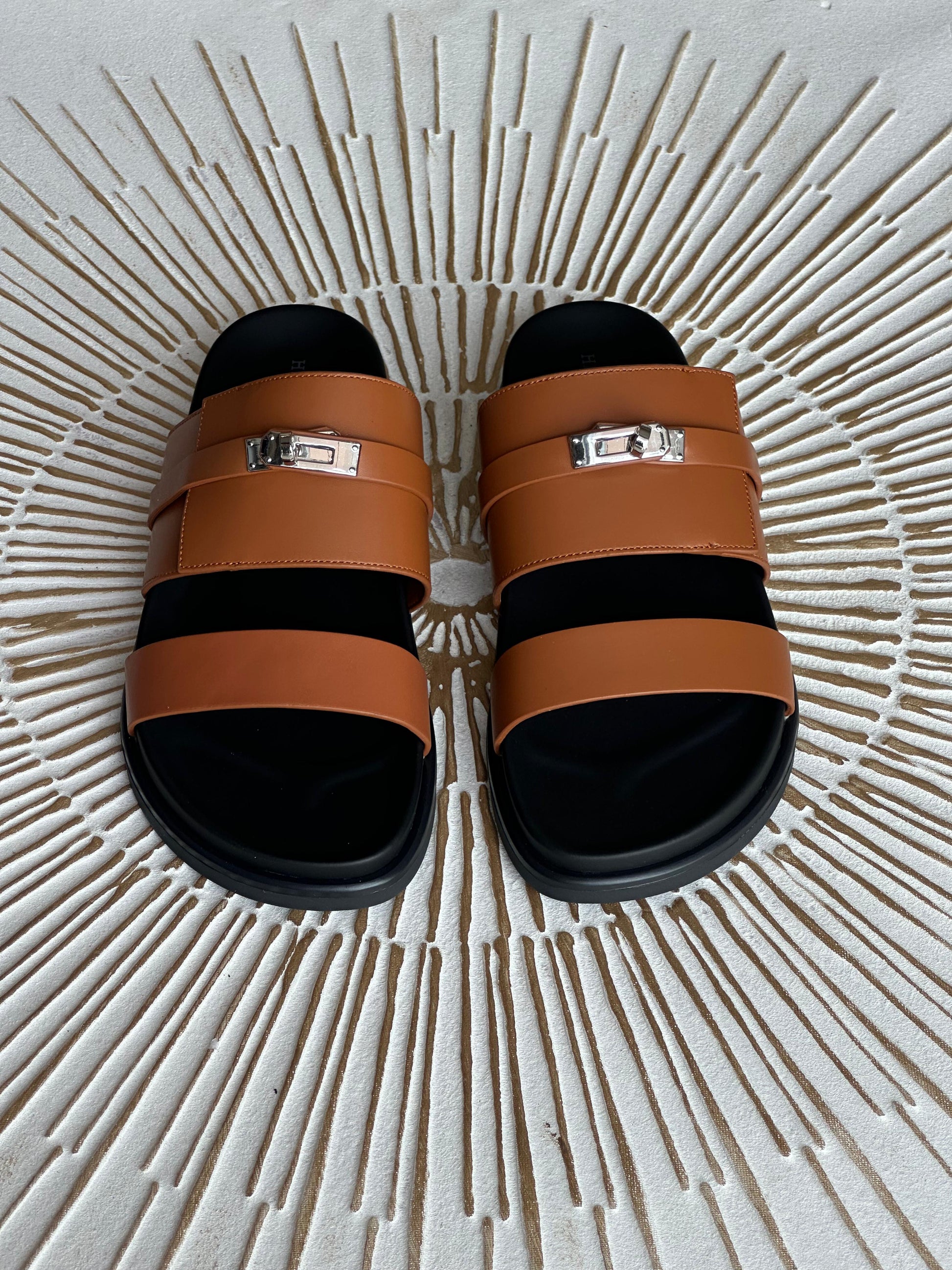 Hermès Jackson Sandal in Brown Suede or Heritage Calfskin