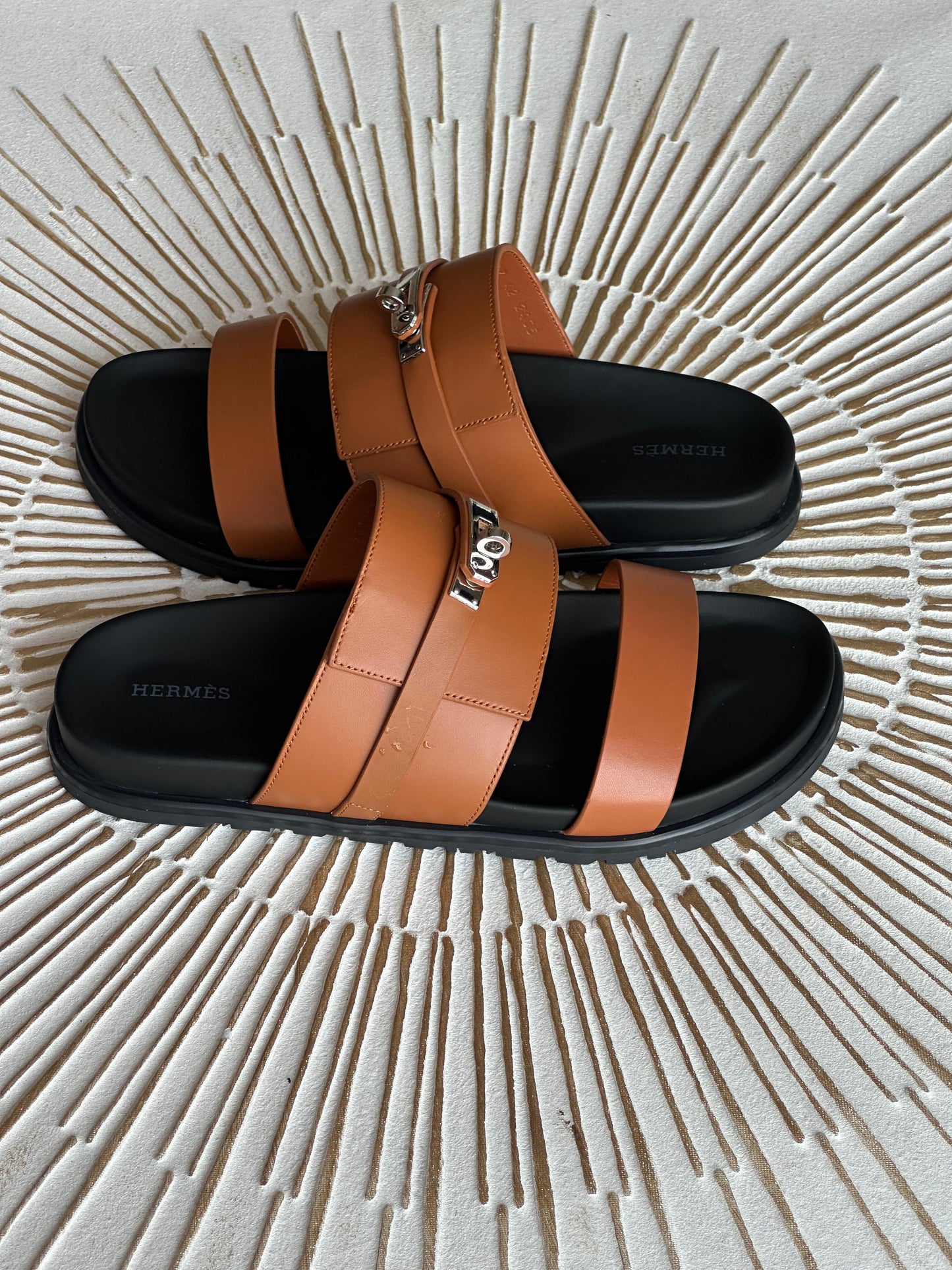Hermès Jackson Sandal in Brown Suede or Heritage Calfskin