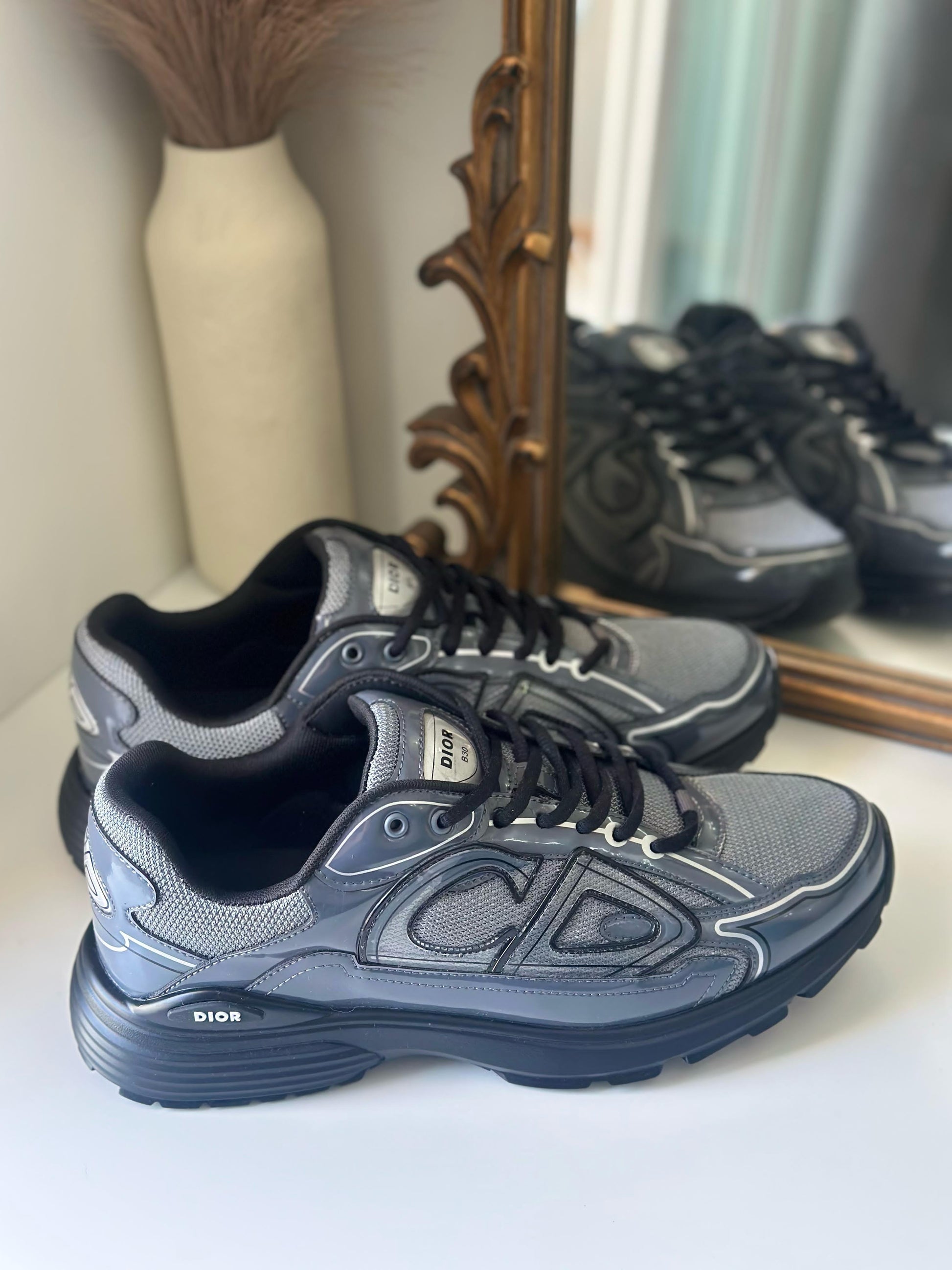 Dior B30 Countdown Sneaker – Light Gray Technical Mesh & Gray Brilliant-Finish Fabric