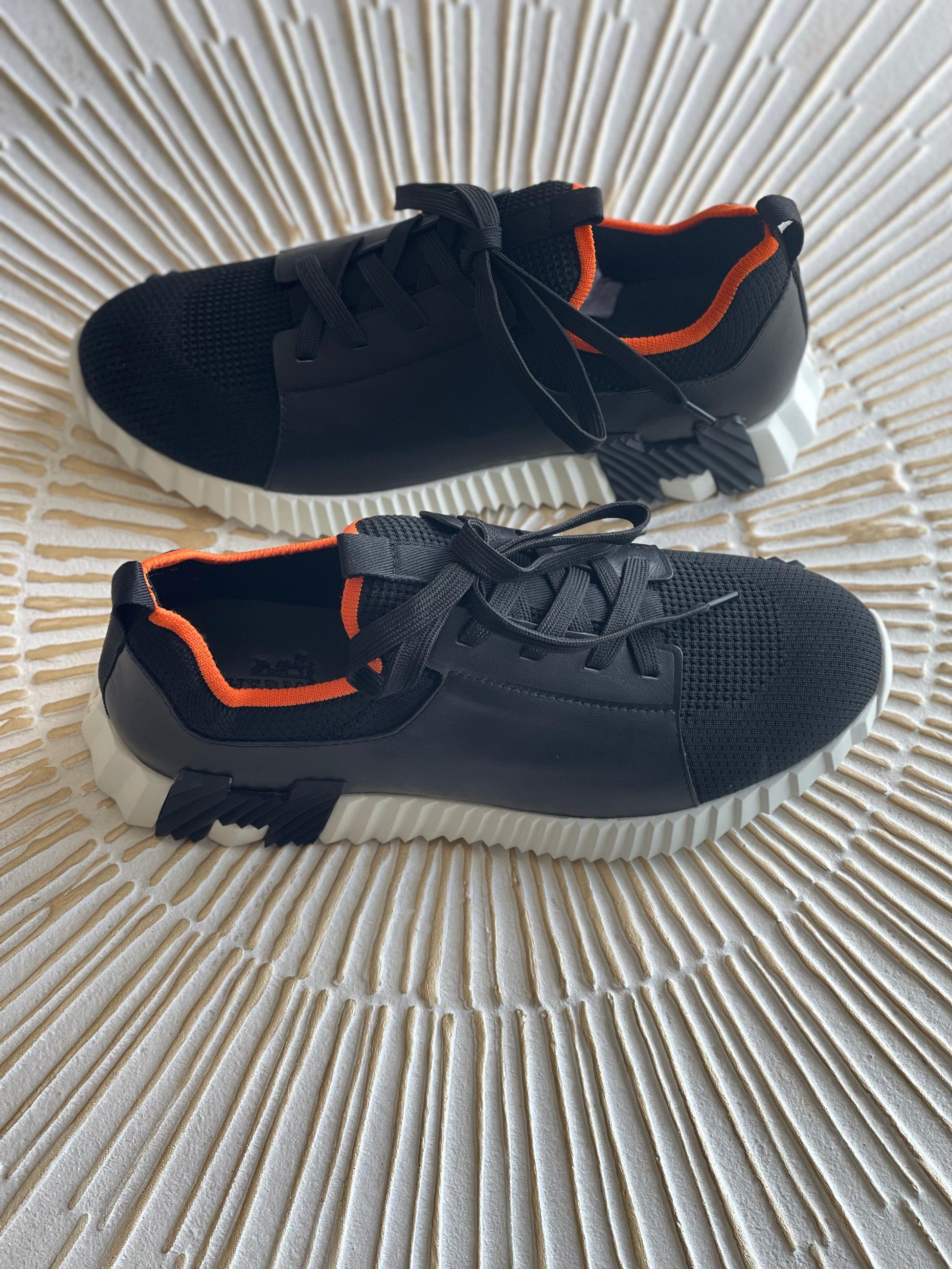 Hermès Bouncing Sneaker – Black Mesh & Calfskin, Anti-Slip Resistant (Men’s, Made in Italy)