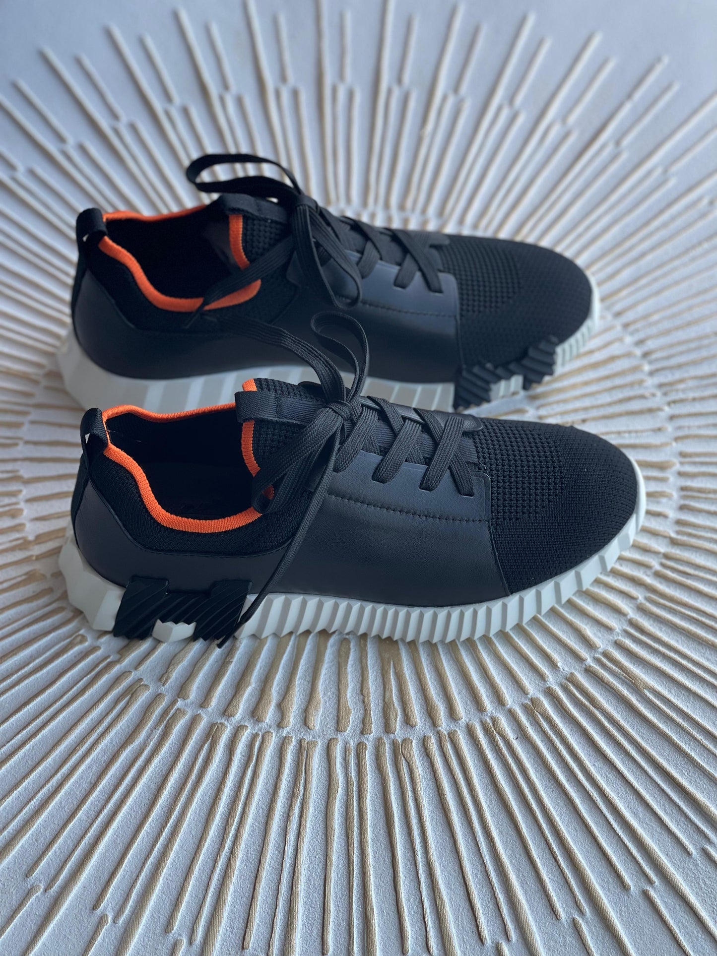 Hermès Bouncing Sneaker – Black Mesh & Calfskin, Anti-Slip Resistant (Men’s, Made in Italy)