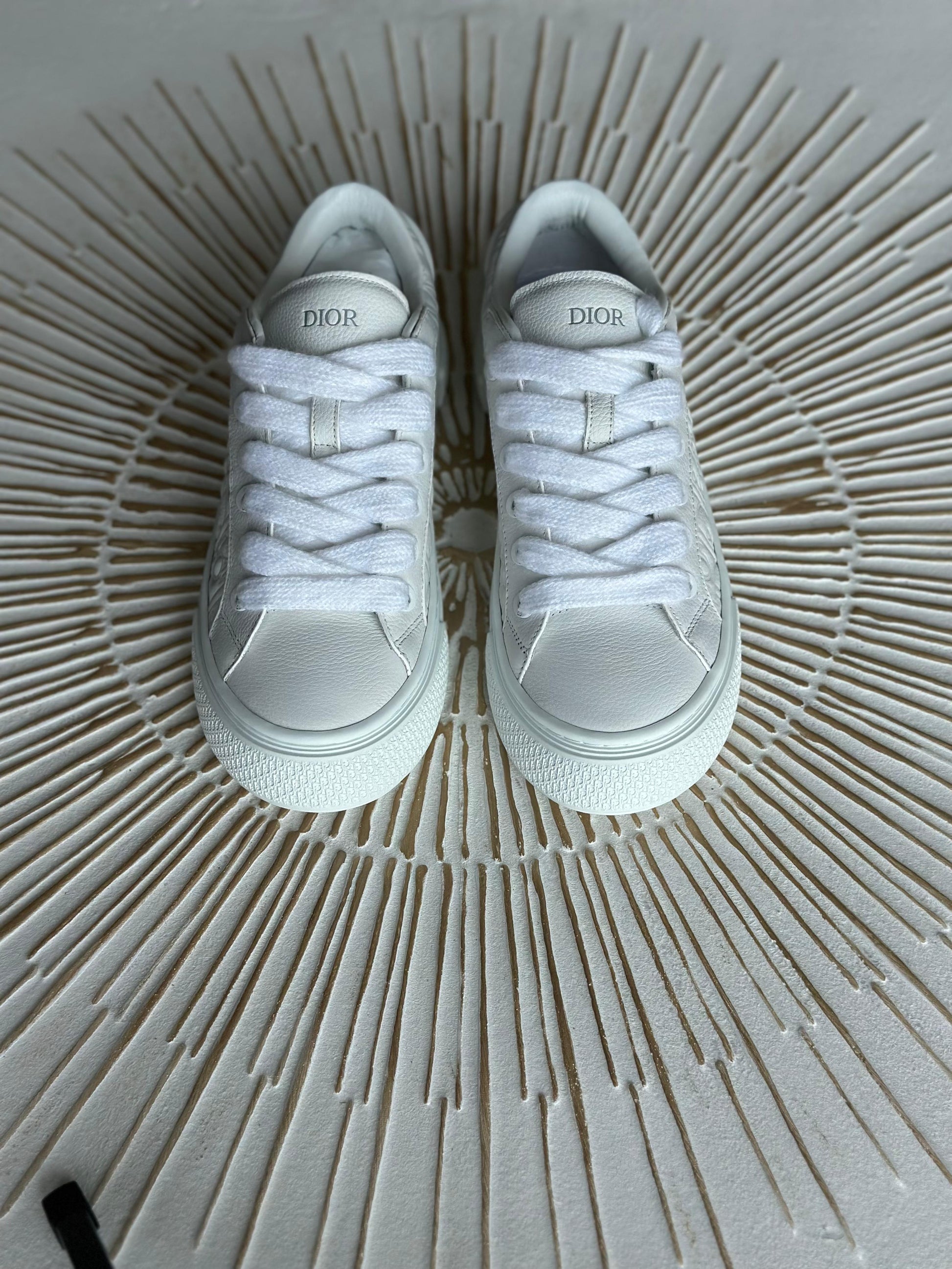 Dior B33 Spin Sneakers – White Grained Calfskin & White Dior Gravity Leather (Men’s)