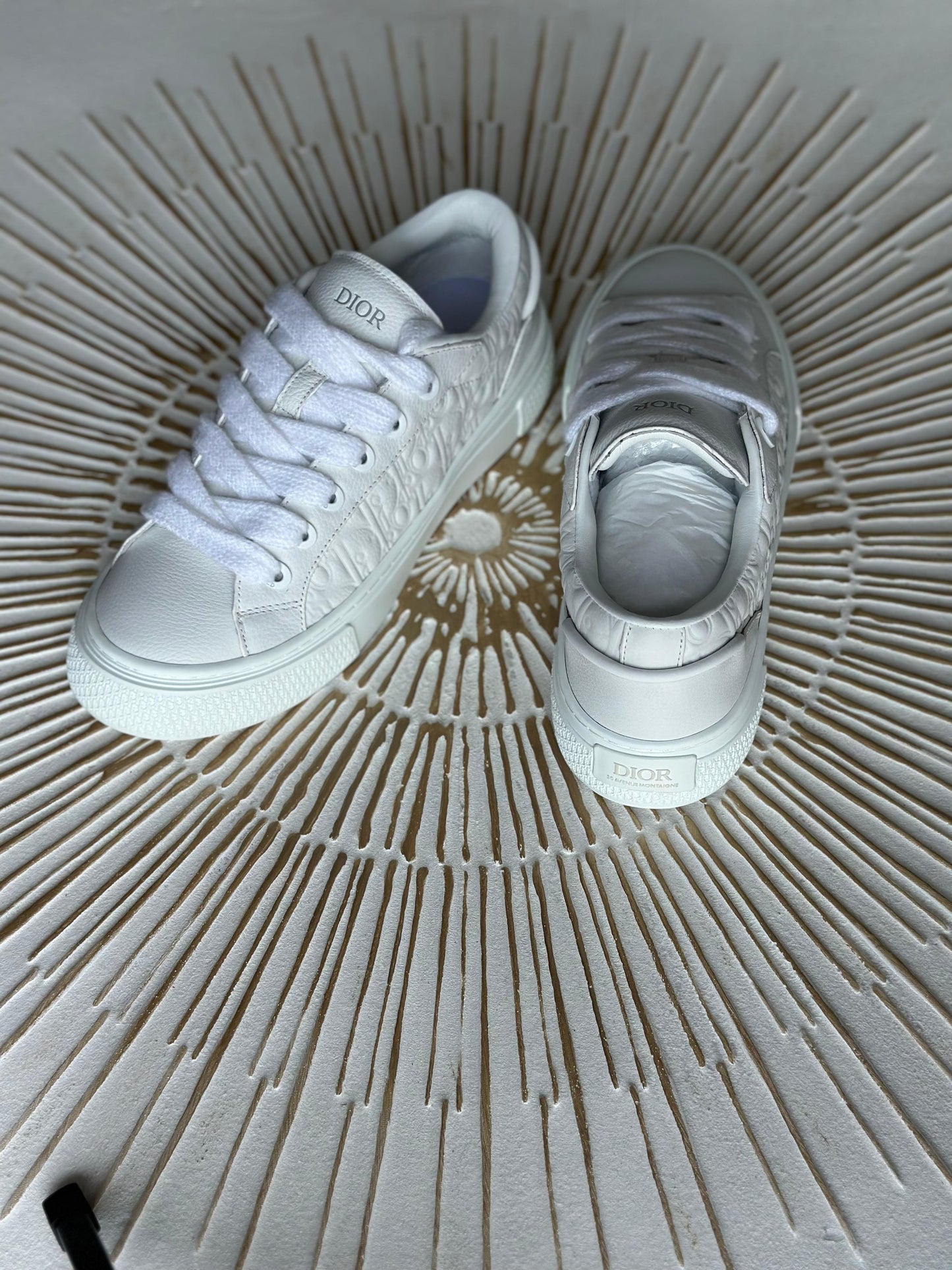 Dior B33 Spin Sneakers – White Grained Calfskin & White Dior Gravity Leather (Men’s)