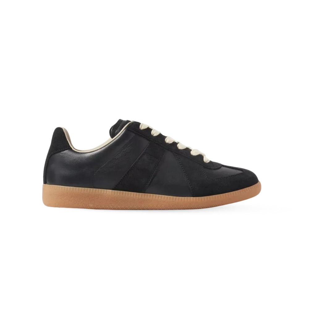 Maison Margiela Two-Tone Leather & Suede Sneakers – Black Low-Tops