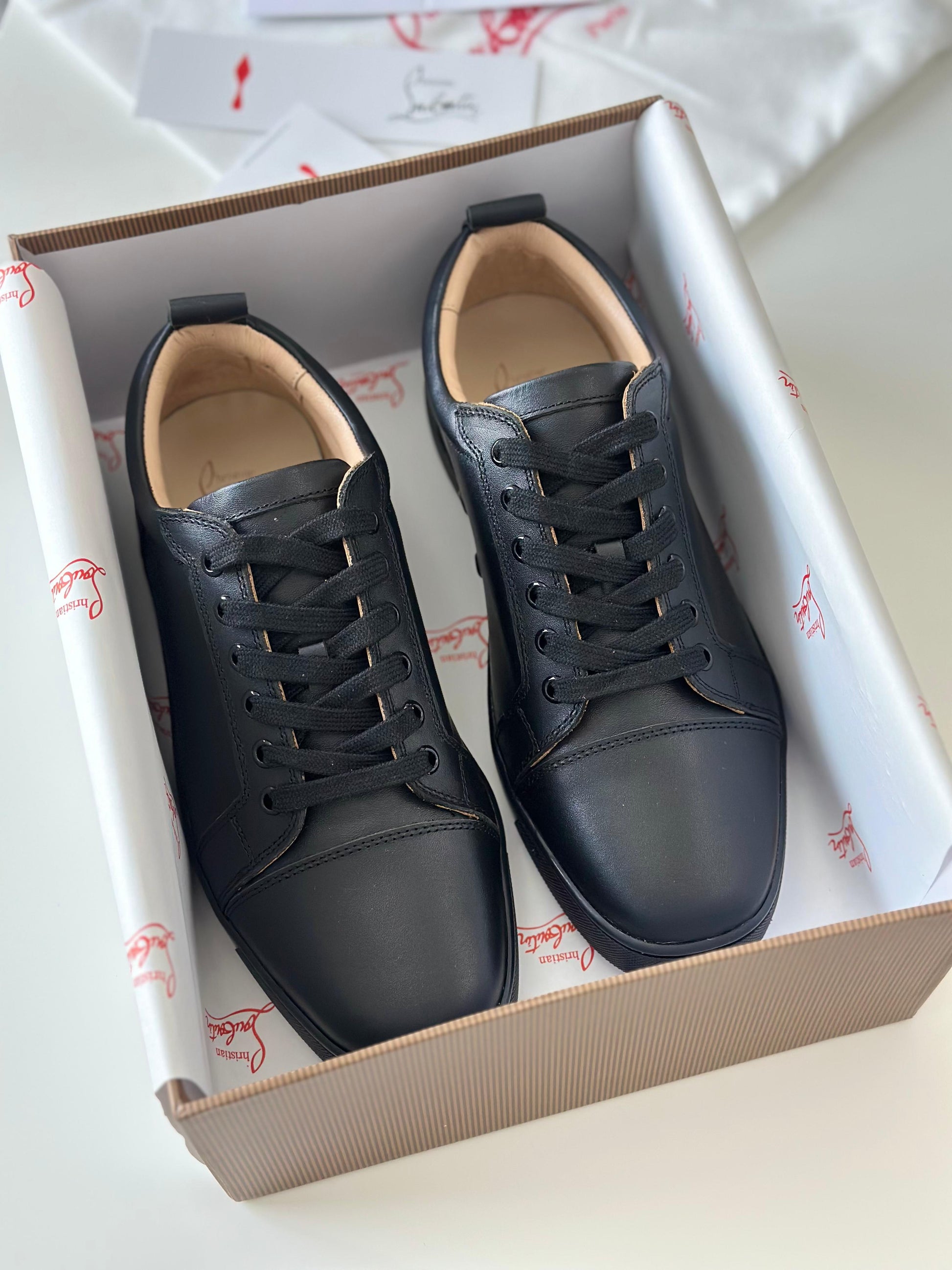 Christian Louboutin Adolon Junior Sneakers – Black Recycled Polyester with Loubi Red Side Insert