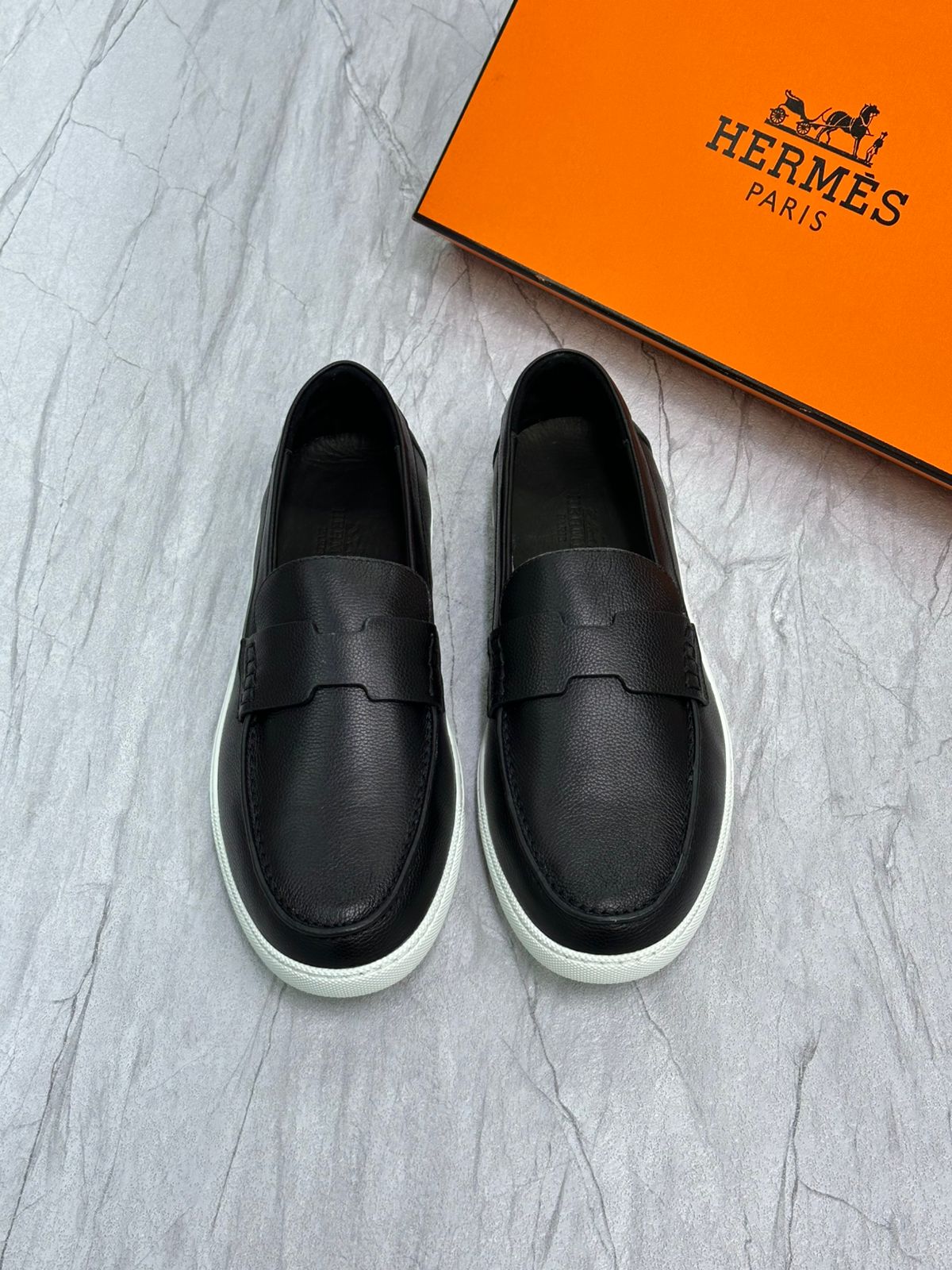 Hermès Job Loafer in Black Suede Goatskin — Iconic H Cut-Out Casual Loafers, Made in Italy