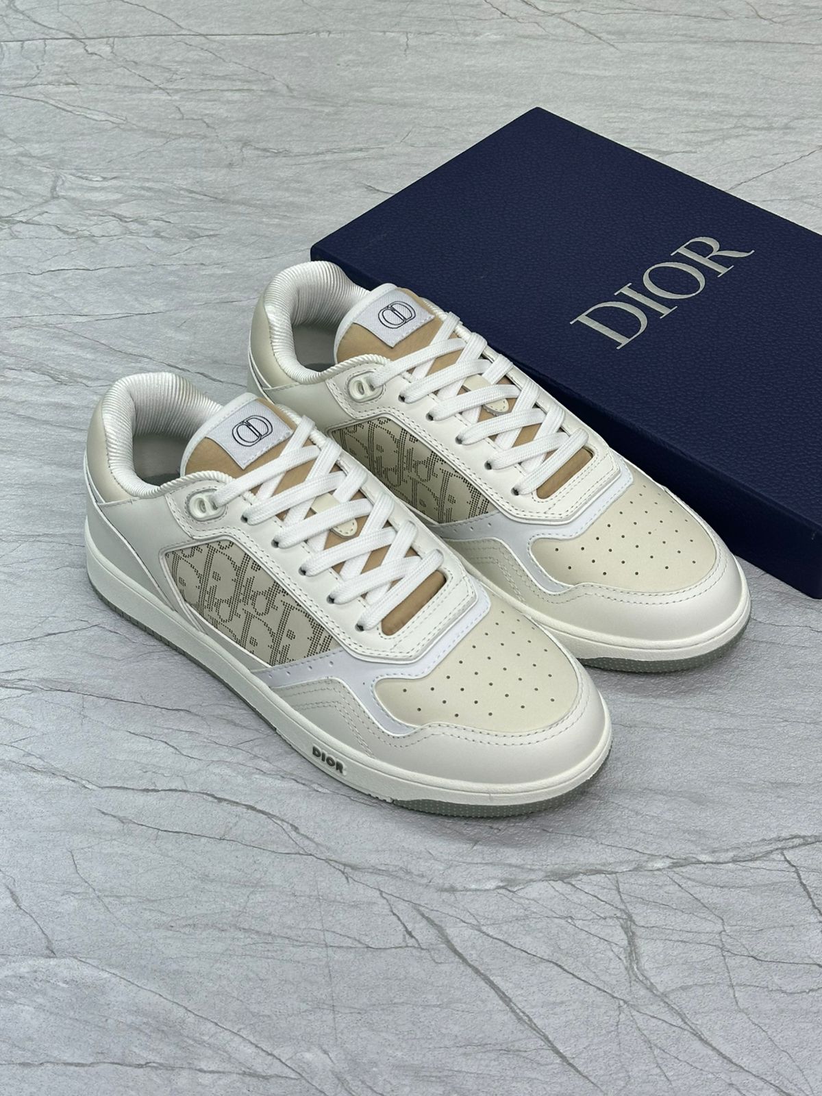 Dior B27 Low-Top Sneakers – White with Dior Oblique Galaxy Leather