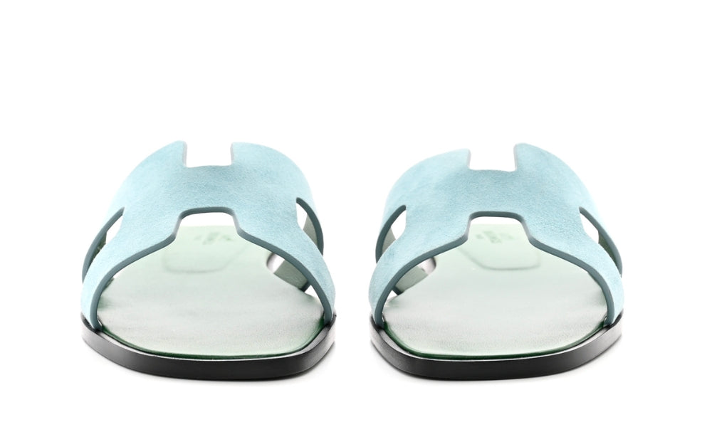 Hermes Oran Sandal Vert D'eau Suede Goatskin
