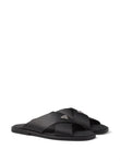 Prada suede crisscross slides black