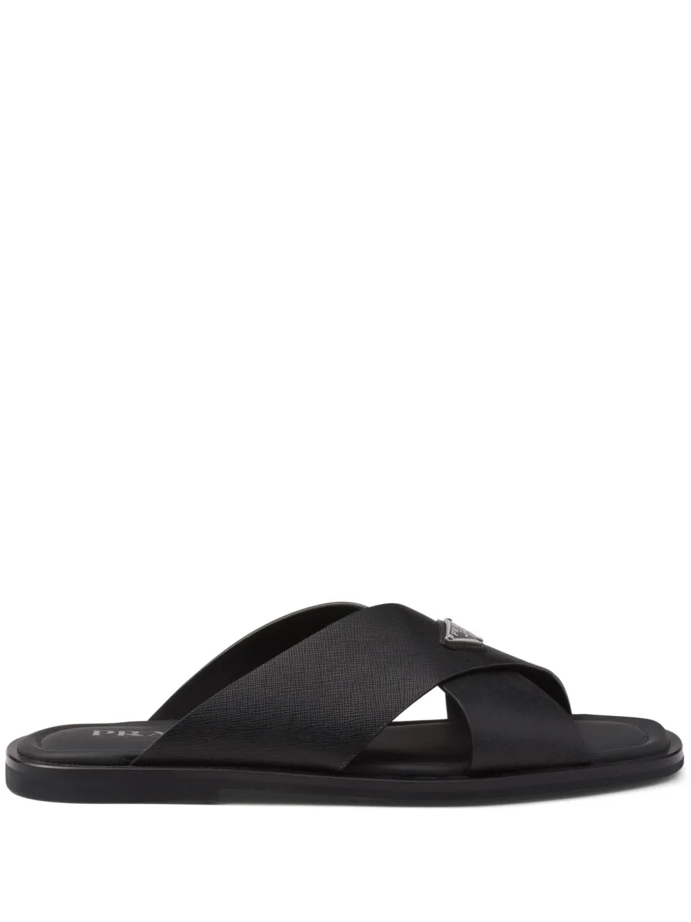 Prada suede crisscross slides black