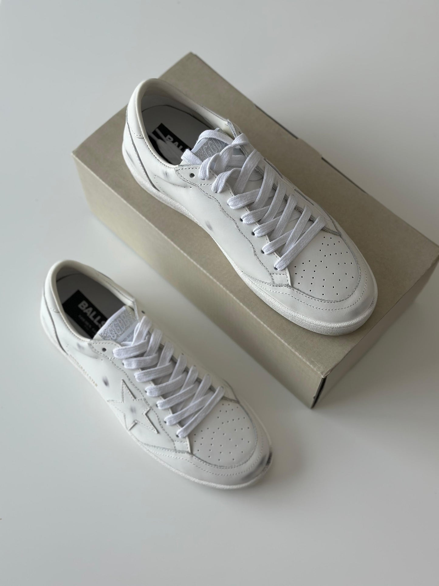 Golden Goose Ball Star “Triple White” Sneakers – Men’s (GMF00117 F004170 10100)