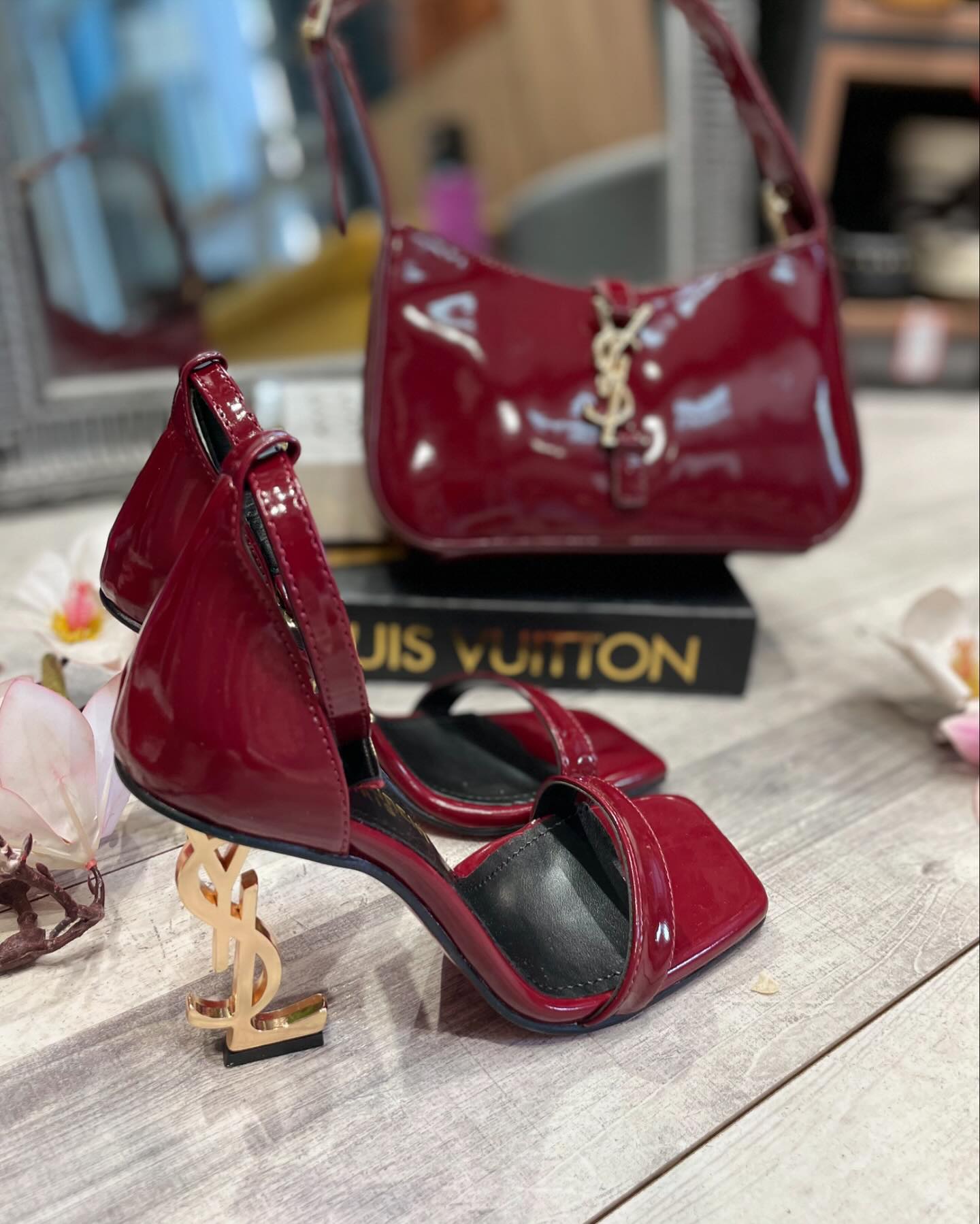 Saint Laurent Burgandy Opyum Sandals