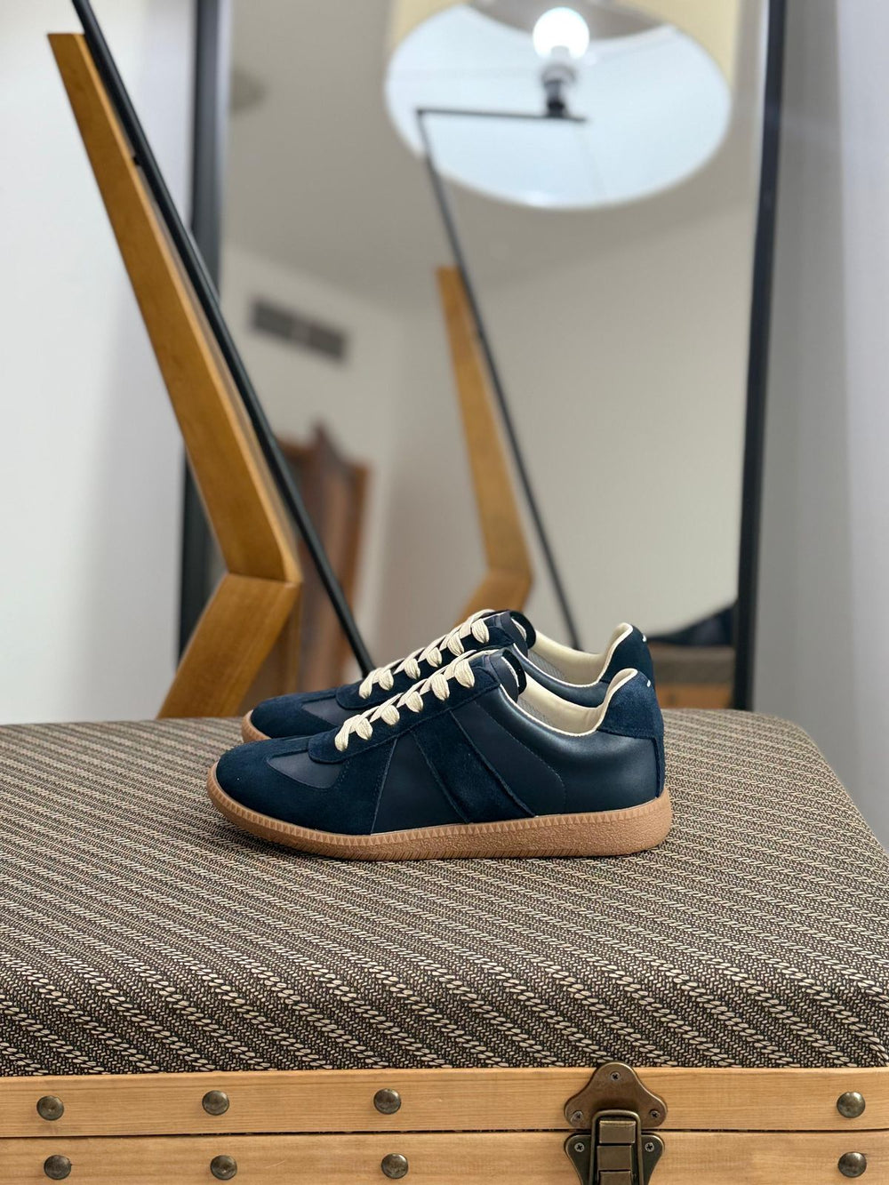 Maison Margiela Navy GAT Sneakers – Leather & Suede
