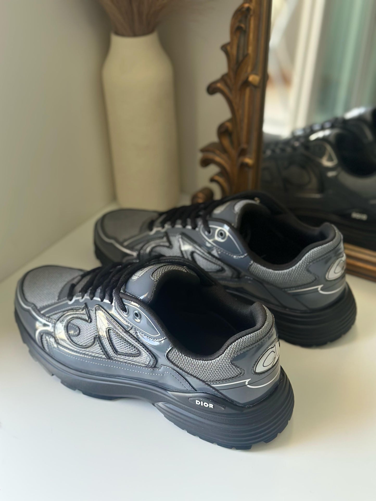 Dior B30 Countdown Sneaker – Light Gray Technical Mesh & Gray Brilliant-Finish Fabric