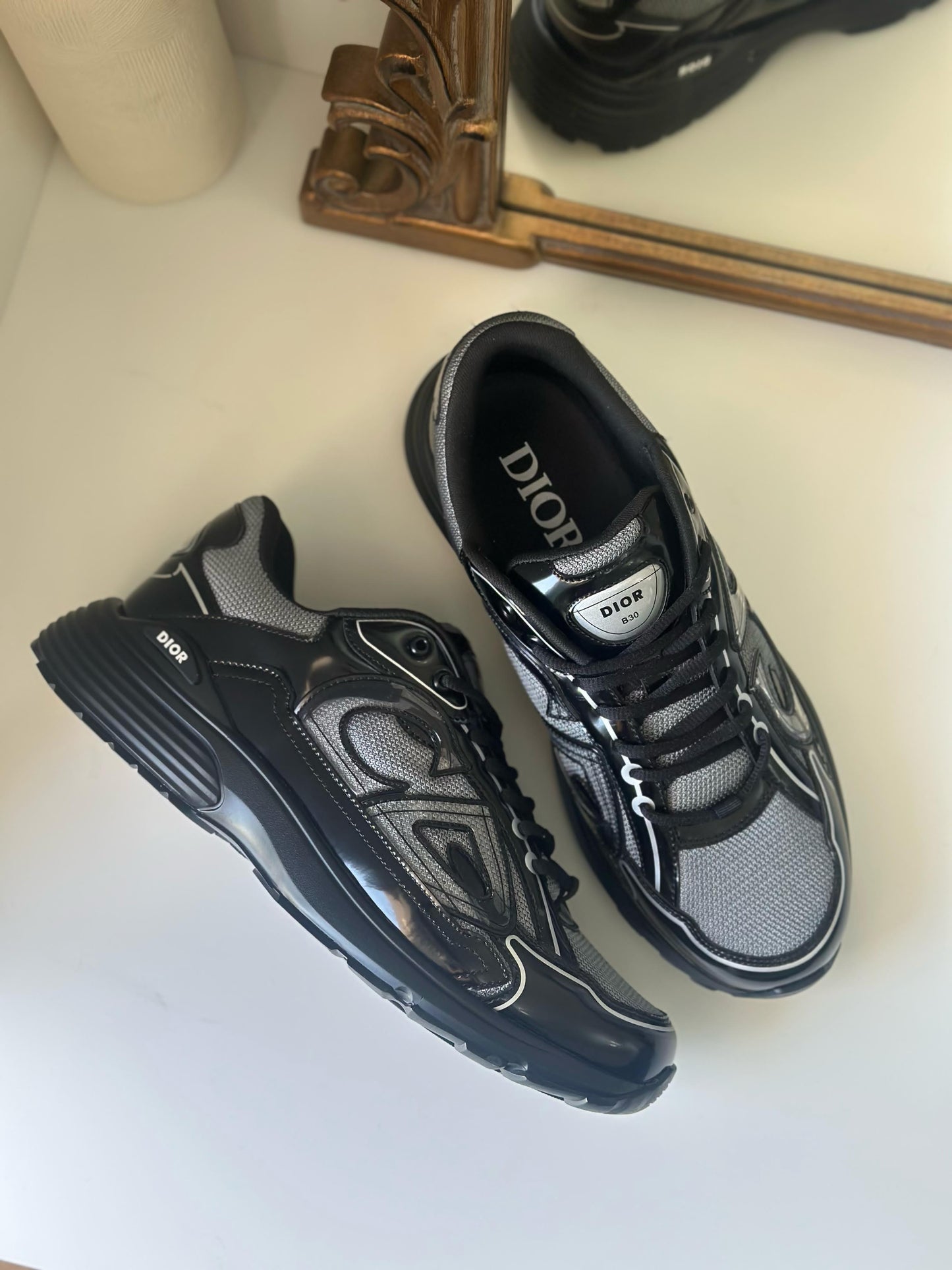 Dior B30 Trainers – Gloss Black & Grey (Men’s)