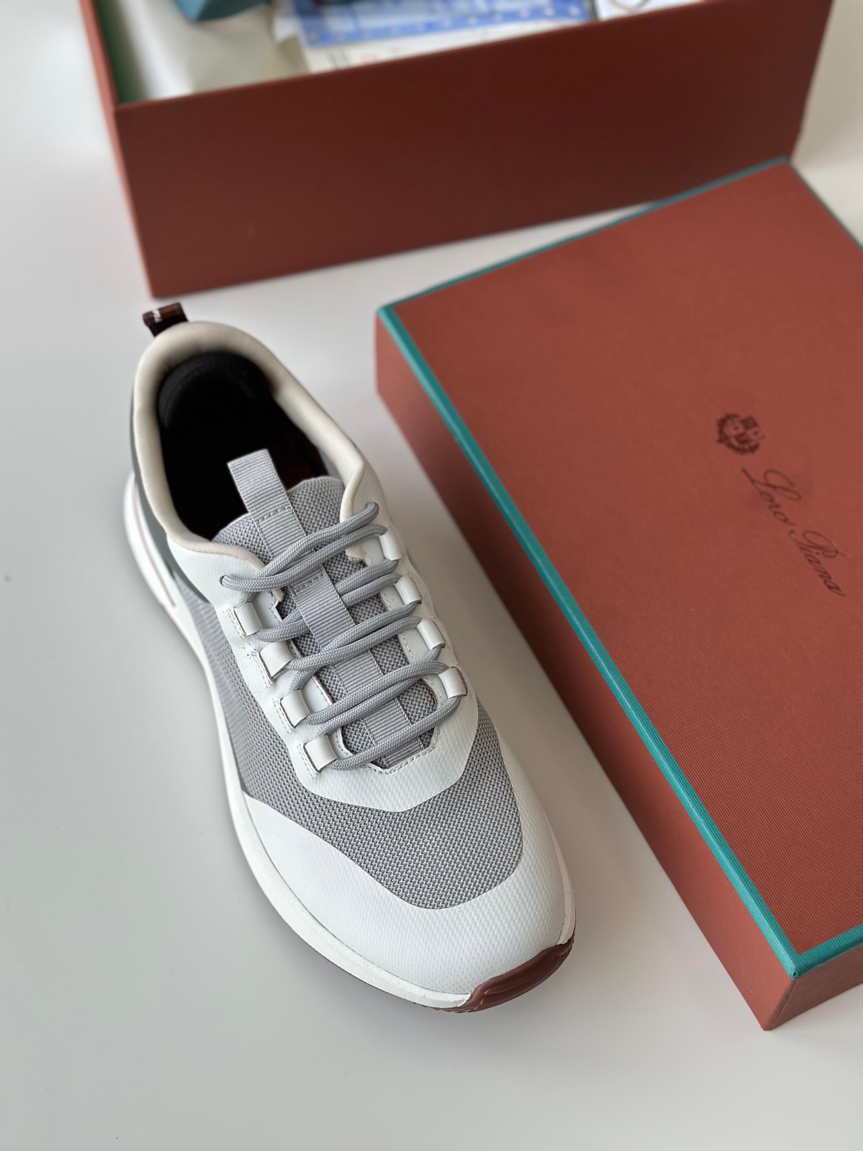 Men's Lora piana Weekend Walk Casual Shoe in Grey and White