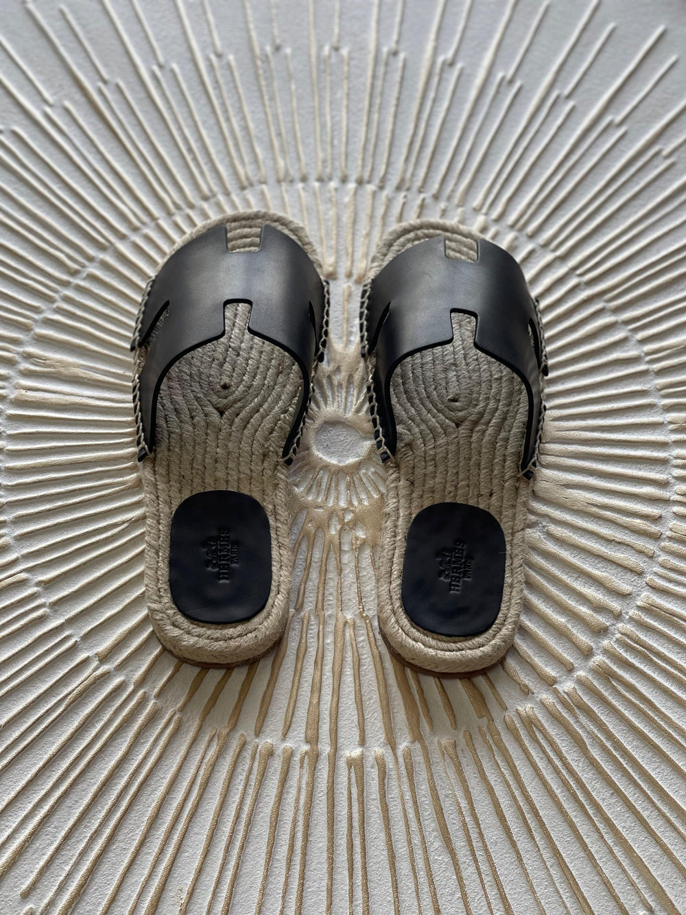 Hermès Antigua Espadrille in Black Leather – Men's Slip-On with Signature “H” Cut-Out