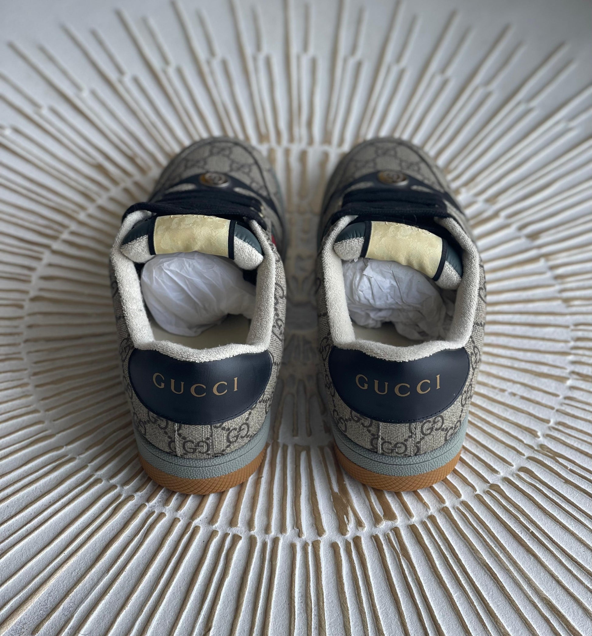 Gucci Pre-Loved Screener GG Canvas & Web Stripe Sneakers – Beige (Level Shoes, UAE)