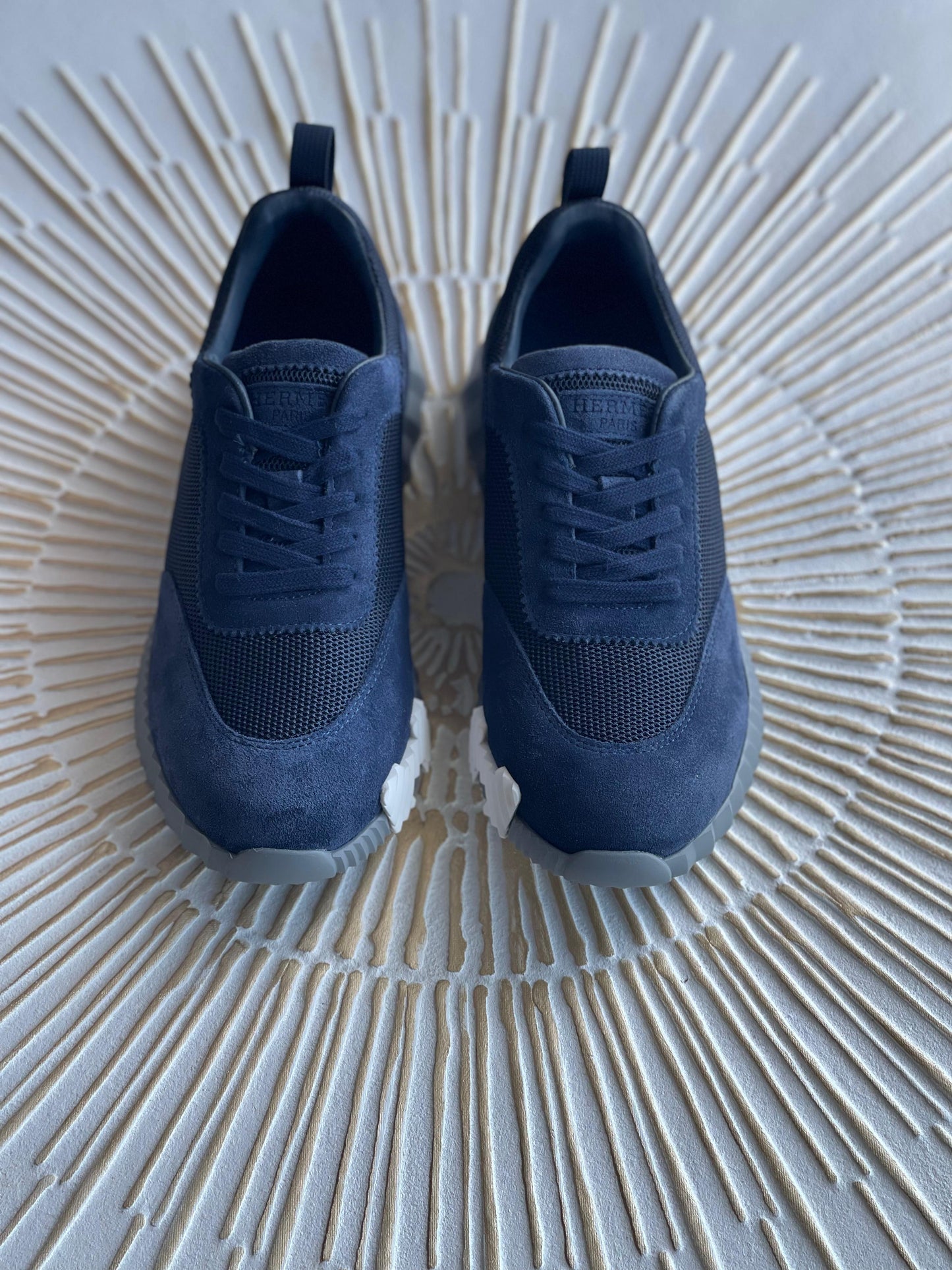 Hermès Bouncing Sneaker – Navy Mesh & Suede Goatskin (Men’s, Made in Italy)