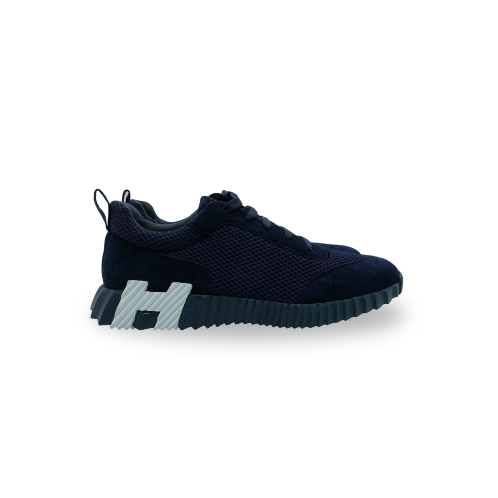 Hermès Bouncing Sneaker – Navy Mesh & Suede Goatskin (Men’s, Made in Italy)