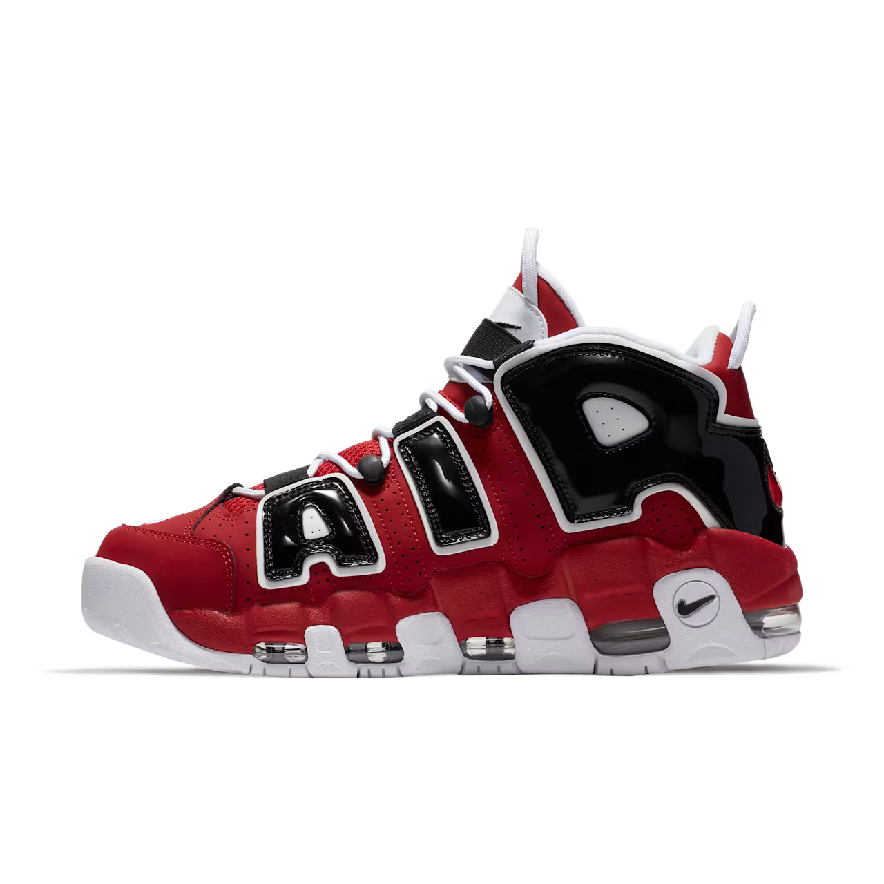 Nike Air More Uptempo Bulls Varsity Red White Black