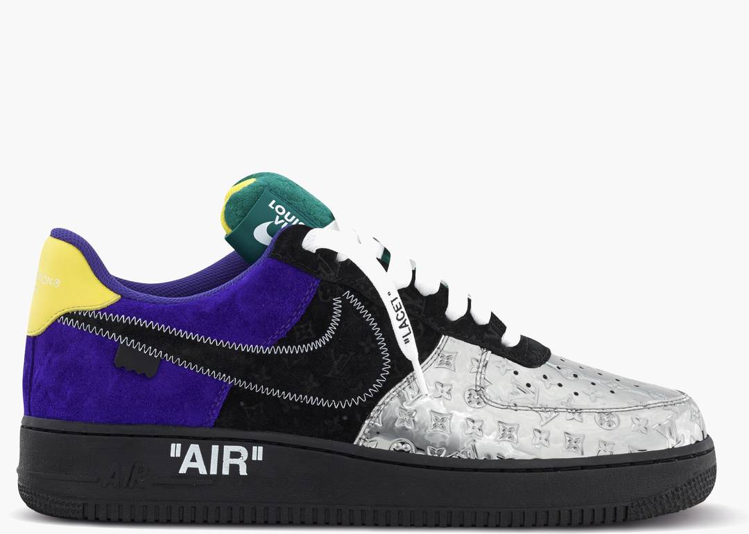 Nike Air Force 1 Low Louis Vuitton By Virgil Abloh Black Metallic Silver