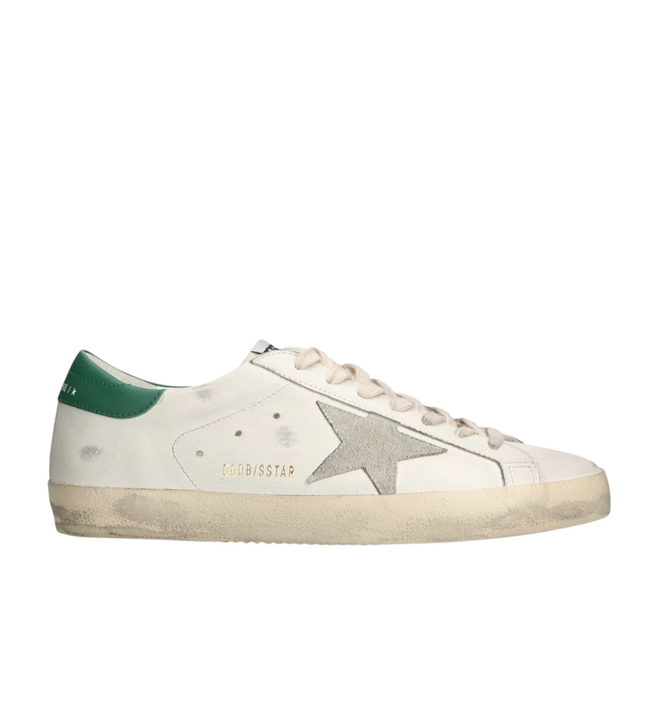 Golden Goose Super-Star Low-Top Sneakers – White Leather & Green Heel Tab (Men’s)