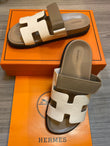 Hermes Chypre White Beige Sandals