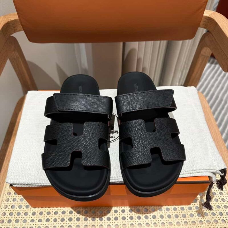 Hermes Chypre Black Sandals