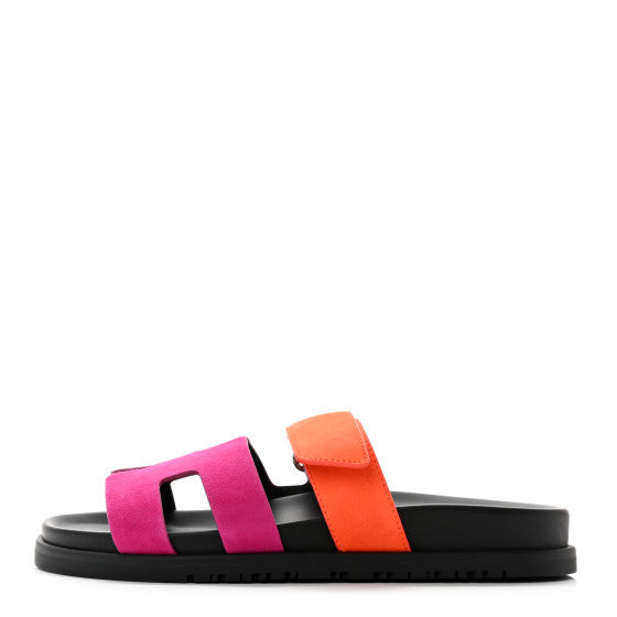 Hermes Chypre Pink Orange Suede Sandals